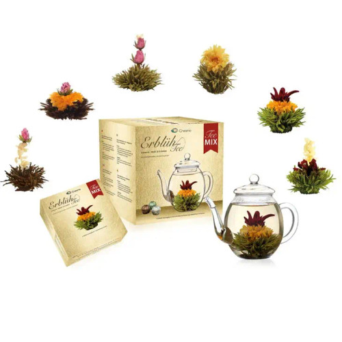 This Flowering Tea set comes with glass steeping pot and six flowering teas. Send some magic to your favorite tea lover.  Choose Fruity Green Tea Blend or Black Tea.