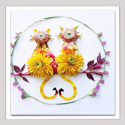 Floral Greeting Card - Meow