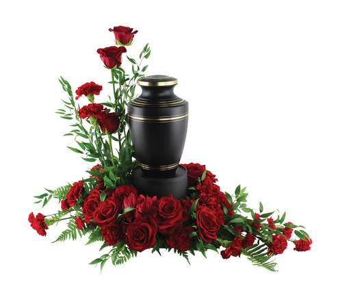 Red Rose and Carnations Urn Floral Arrangement