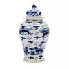 Blue & White Porcelain Foo Dog Temple Jar