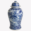 Blue And White Porcelain Temple Jar Blossom Garden With Birds