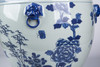 Blue And White Porcelain Magnolia Pheasant Planter Lion Handle - 2 Sizes