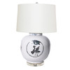 Crane Turtle Motif  Indigo Medallion Jar Table Lamp