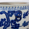 Blue And White Porcelain Pine And Plum Planter Lion Handle