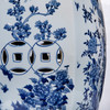 Hexagonal Blue & White Floral Bird Garden Stool