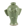 Pea Green Carved Fish Vase Small