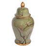 Green Gilt Parrot Temple Jar