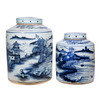 Dynasty Tea Jar Landscape Motif - 2 Sizes