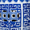 Blue and White Round Geometric Garden Stool