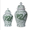 Celadon Dragon Lotus Temple Jar - 2 Sizes