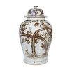 Rustic Brown Magpie On Treetop Porcelain Temple Jar - Large