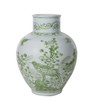 Mint Green Flower Birds Porcelain Open Top Jar
