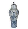 Blue & White Temple Jar Sea Dragon Motif - XL