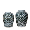 Rusty Blue Jar With Fish Scale Pattern - Small