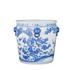Blue And White Porcelain Pot Planter Fish Scale Motif