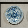 Handpainted Blue & White Porcelain Flower Plates Set of 3 - Wooden Shadow Box /S10