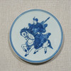 Handpainted Blue & White Porcelain Coaster Knight Riding Horse - Acrylic Shadow Box /S59