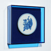 Handpainted Blue & White Porcelain Coaster God of Longevity - Acrylic Shadow Box /S55