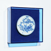 Handpainted Blue & White Porcelain Coaster God of Prosperity - Acrylic Shadow Box /S55D