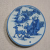 Handpainted Blue & White Porcelain Coaster God of Prosperity - Acrylic Shadow Box /S59