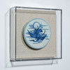 Handpainted Blue & White Porcelain Coaster Immortal Riding Crane - Acrylic Shadow Box /S59
