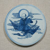Handpainted Blue & White Porcelain Coaster Immortal Riding Crane - Acrylic Shadow Box /S59