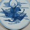 Handpainted Blue & White Porcelain Coaster Immortal Riding Crane - Acrylic Shadow Box /S59