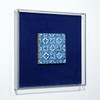 Handpainted Antique Reproduction Porcelain Tile Blue & White Lucky Knots - Acrylic Shadow Box /S06