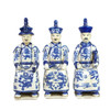 Large Blue & White Porcelain Sitting Qing Emperors of 3 Generations - Set