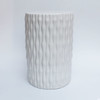White Cylinder Porcelain Garden Stool Bamboo Carving