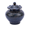 Carved Dragon Lotus Porcelain Jar Rust Charcoal