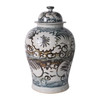 Blue And White Sea Flower Temple Jar - 2 Sizes