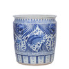 Blue And White Porcelain Fish Planter With Lion Handle