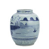Blue And White Mountain Village Lantern Jar