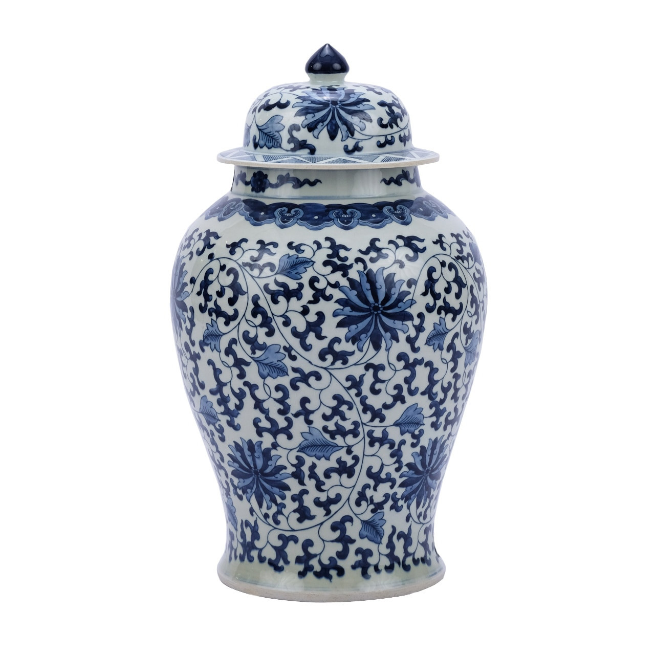 Blue & White Twisted Lotus Temple Jar