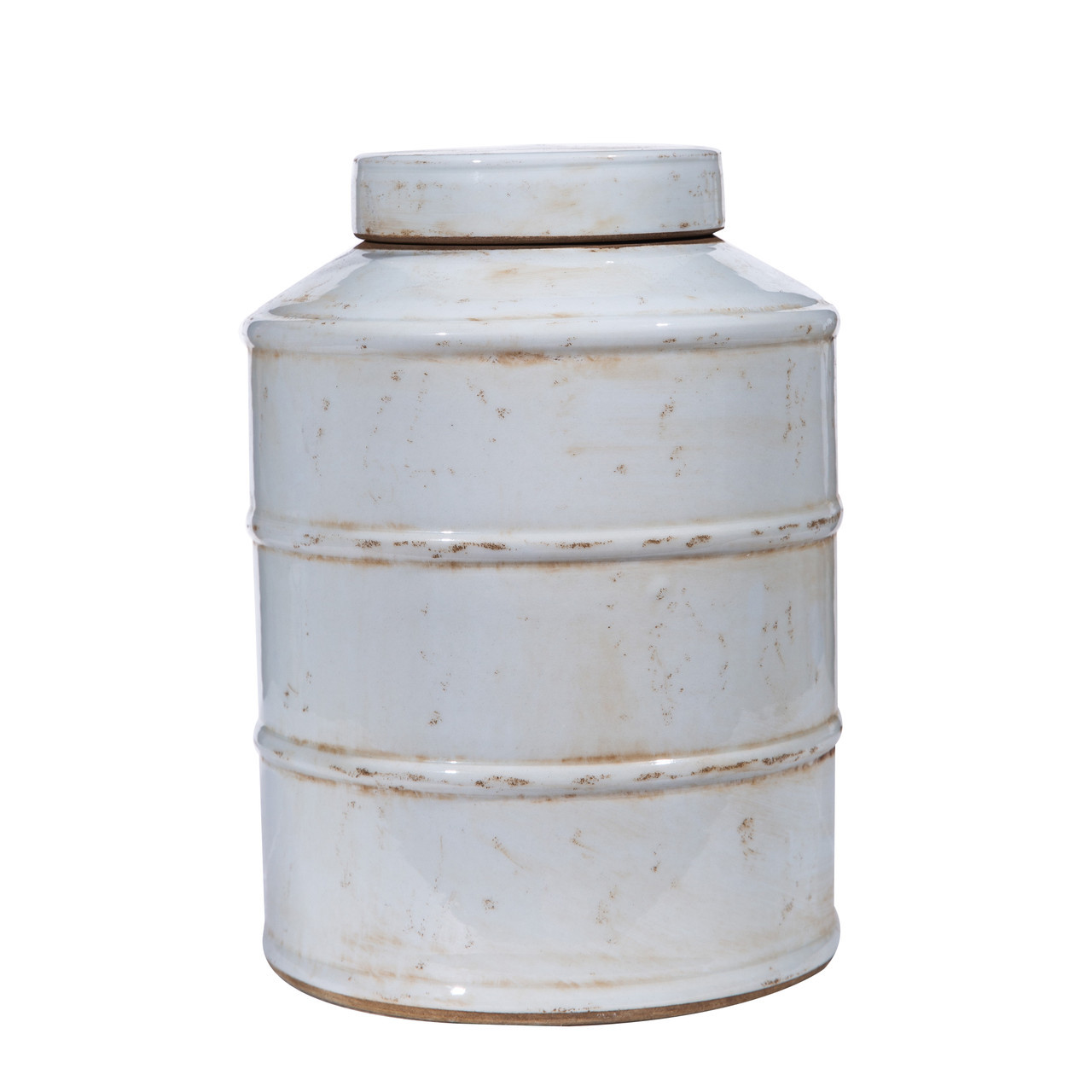 Busan White Horizontal Line Tea Jar