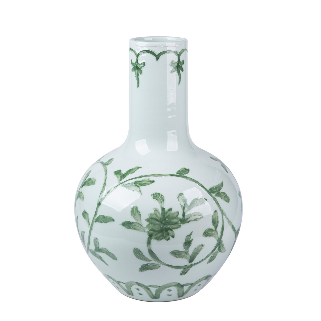 Celadon Green Vine Globular Vase