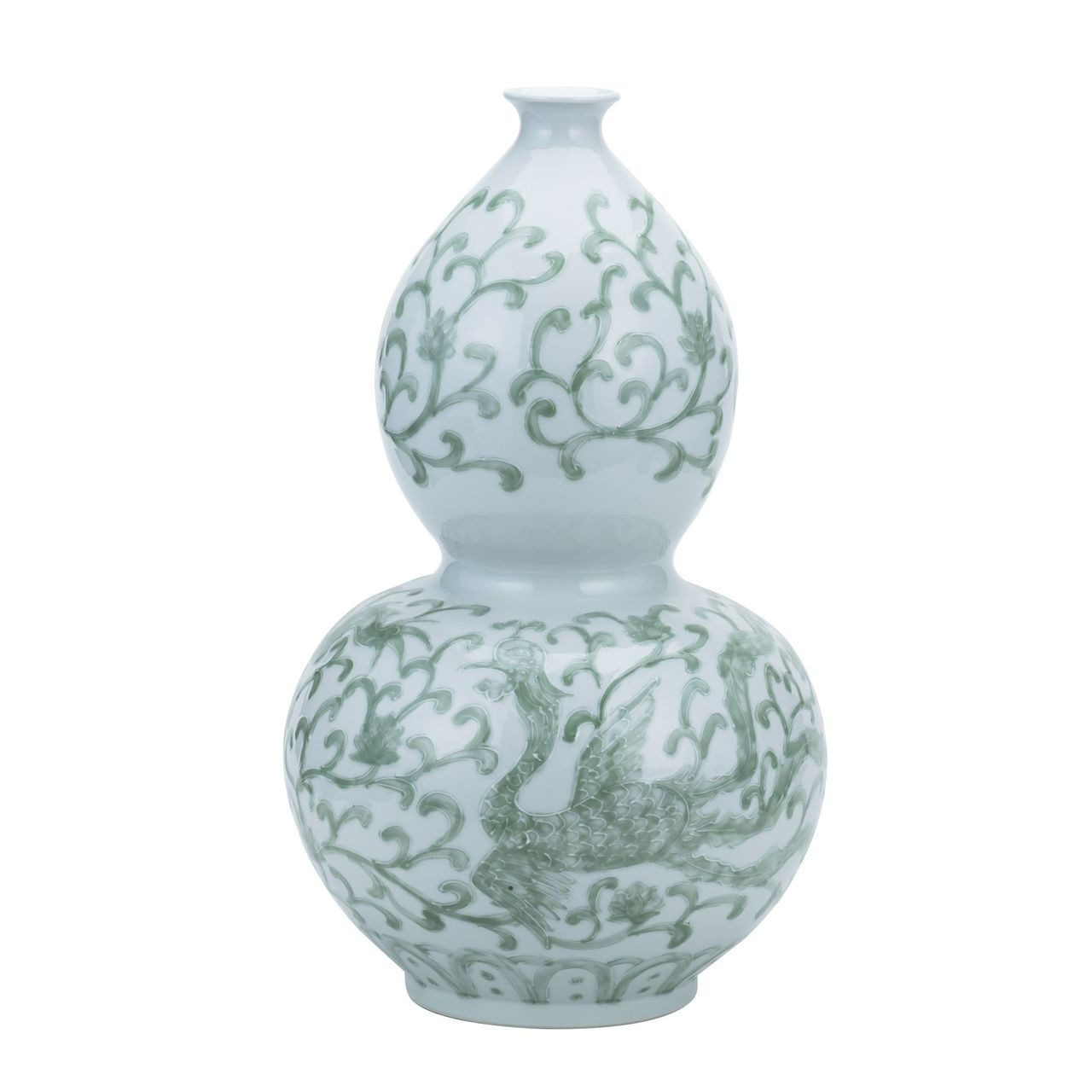 Celadon Dragon Lotus Gourd Vase