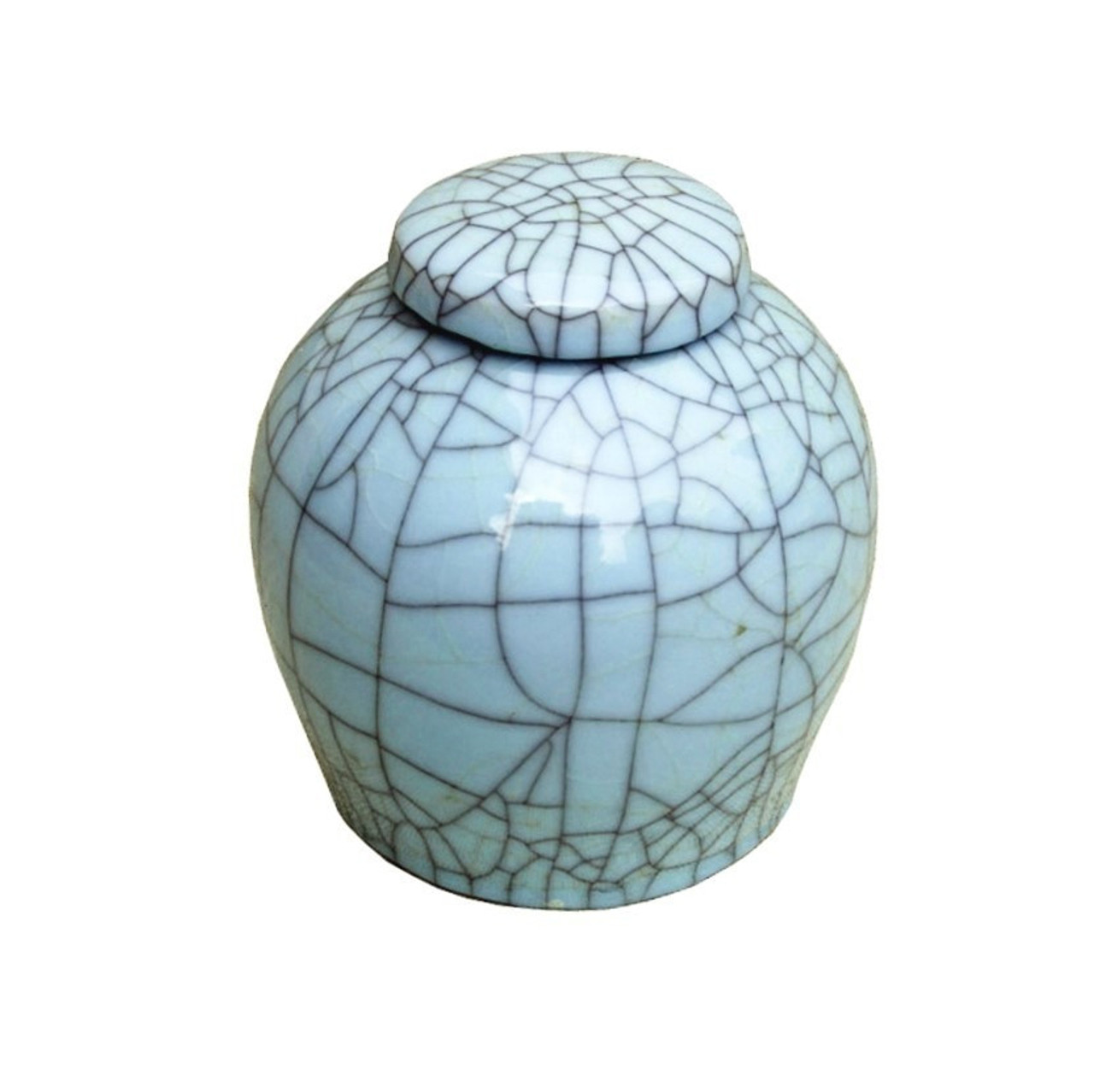 Celadon Crackle Lidded Porcelain Ming Jar