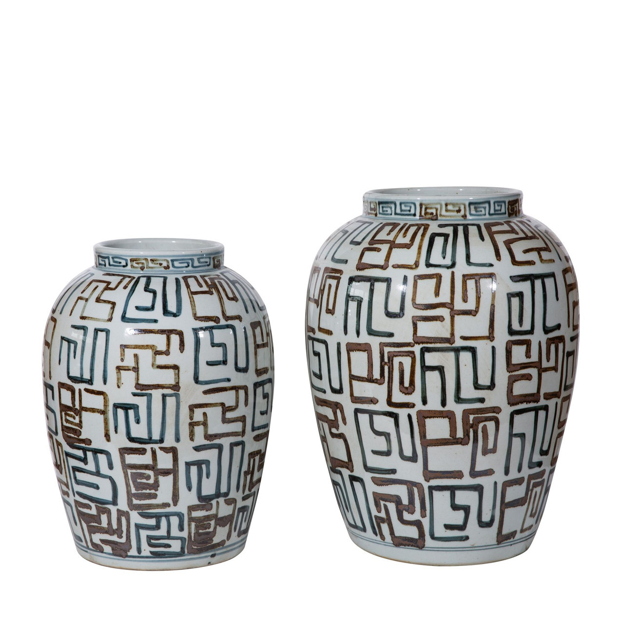 Indigo Brown Maze Jar - Small