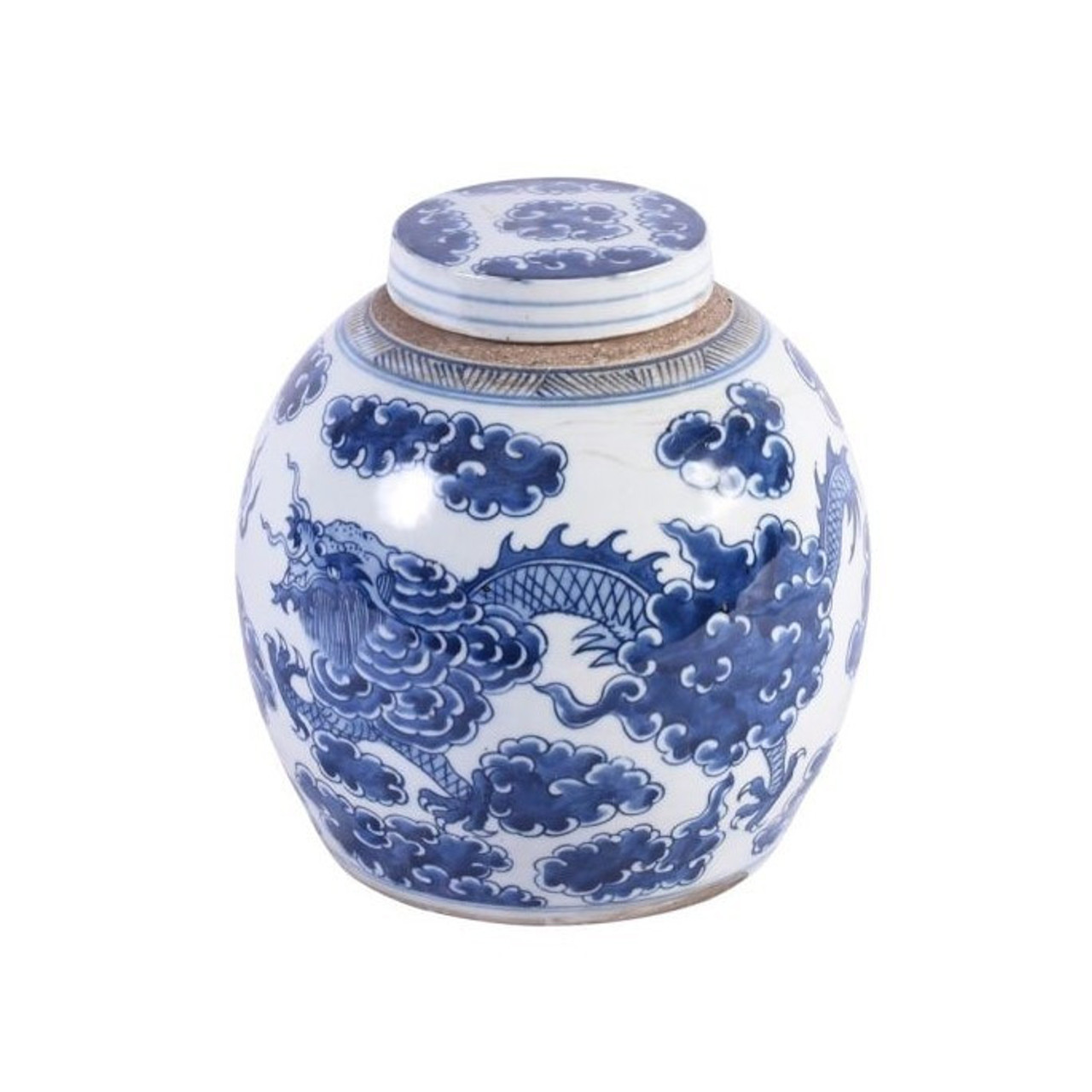 Blue & White Dragon Cloud Ancestor Jar