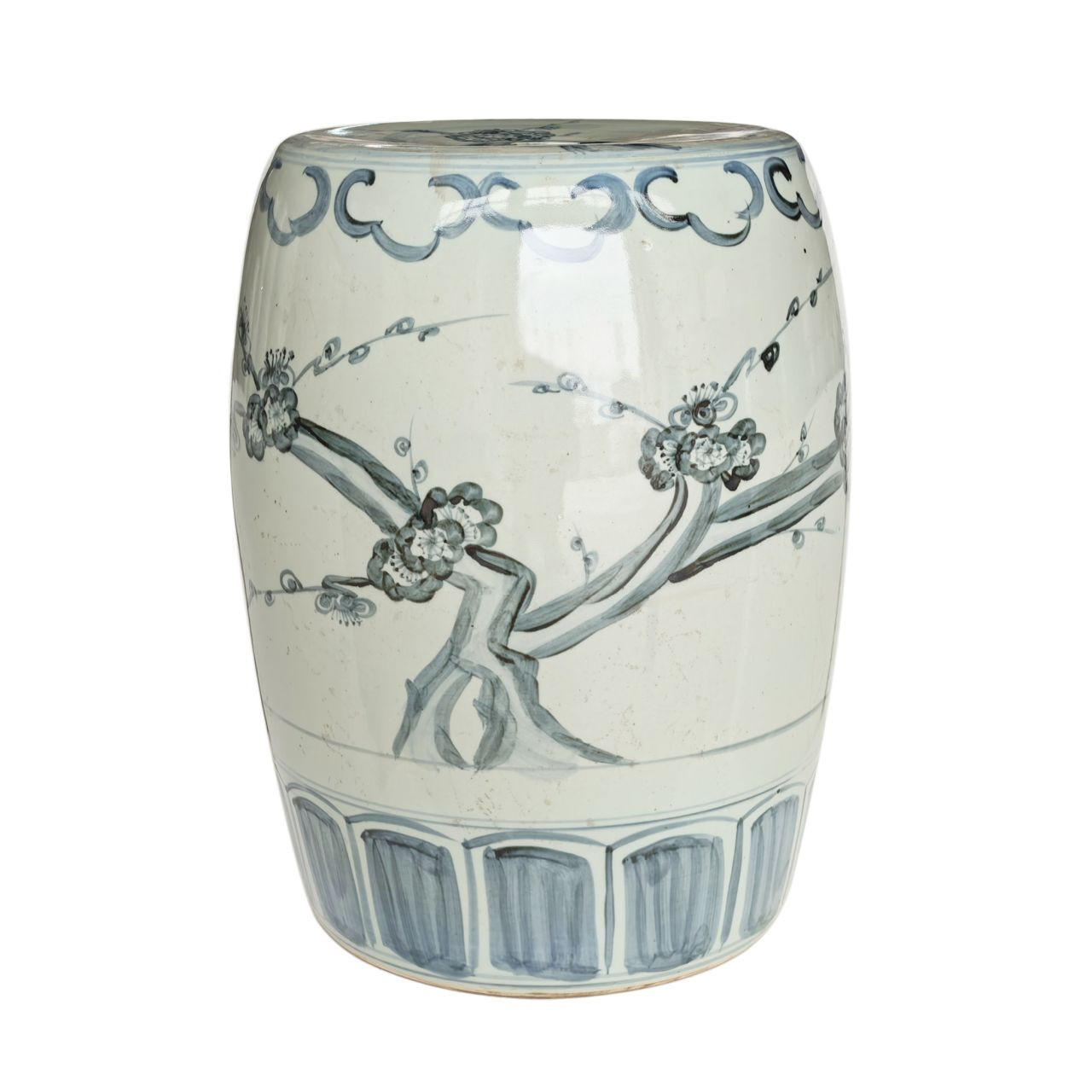 Barclay Butera Couture Blue & White ..Porcelain Garden Stool Cherry Blossom