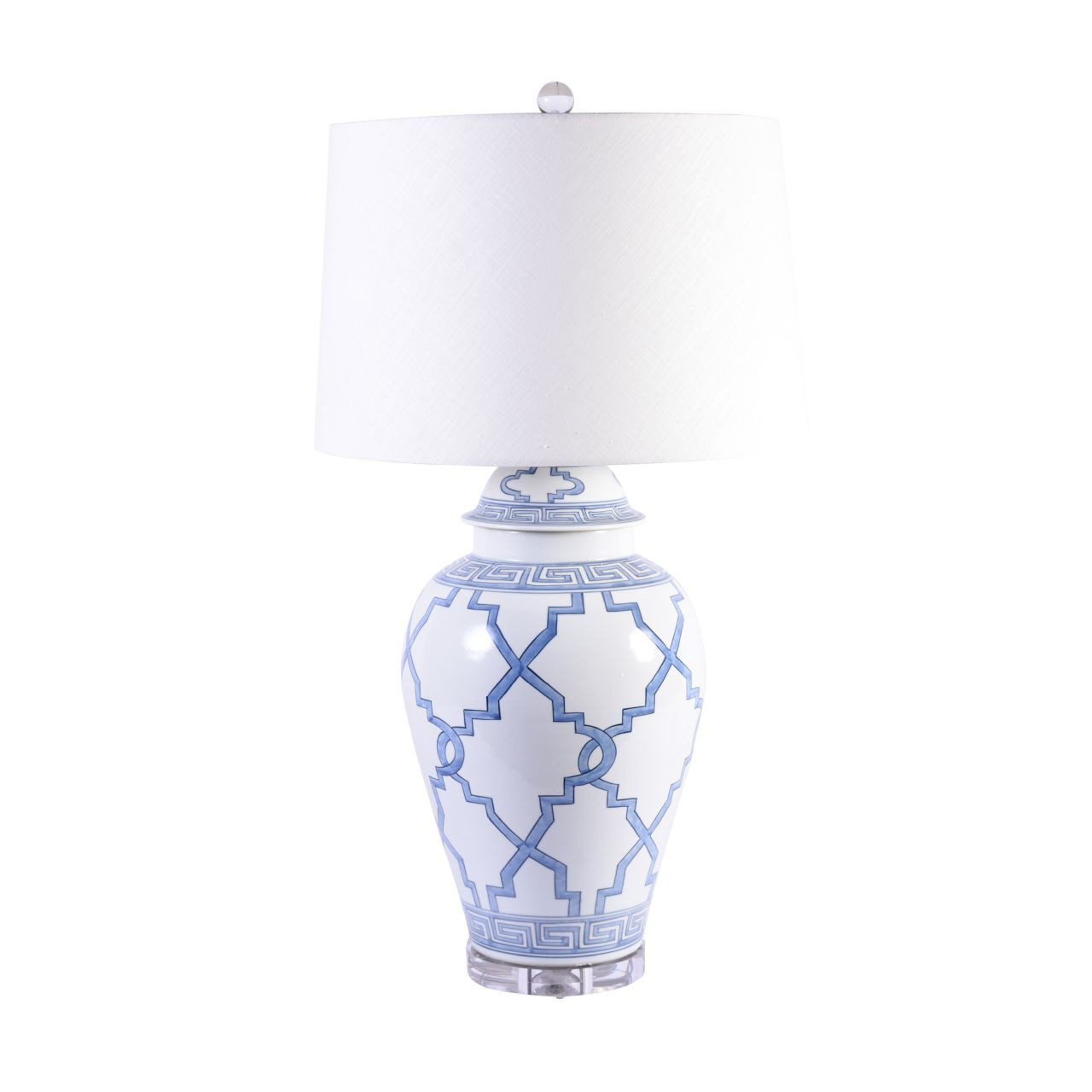 Blue & White Greek Key Grids Lamp