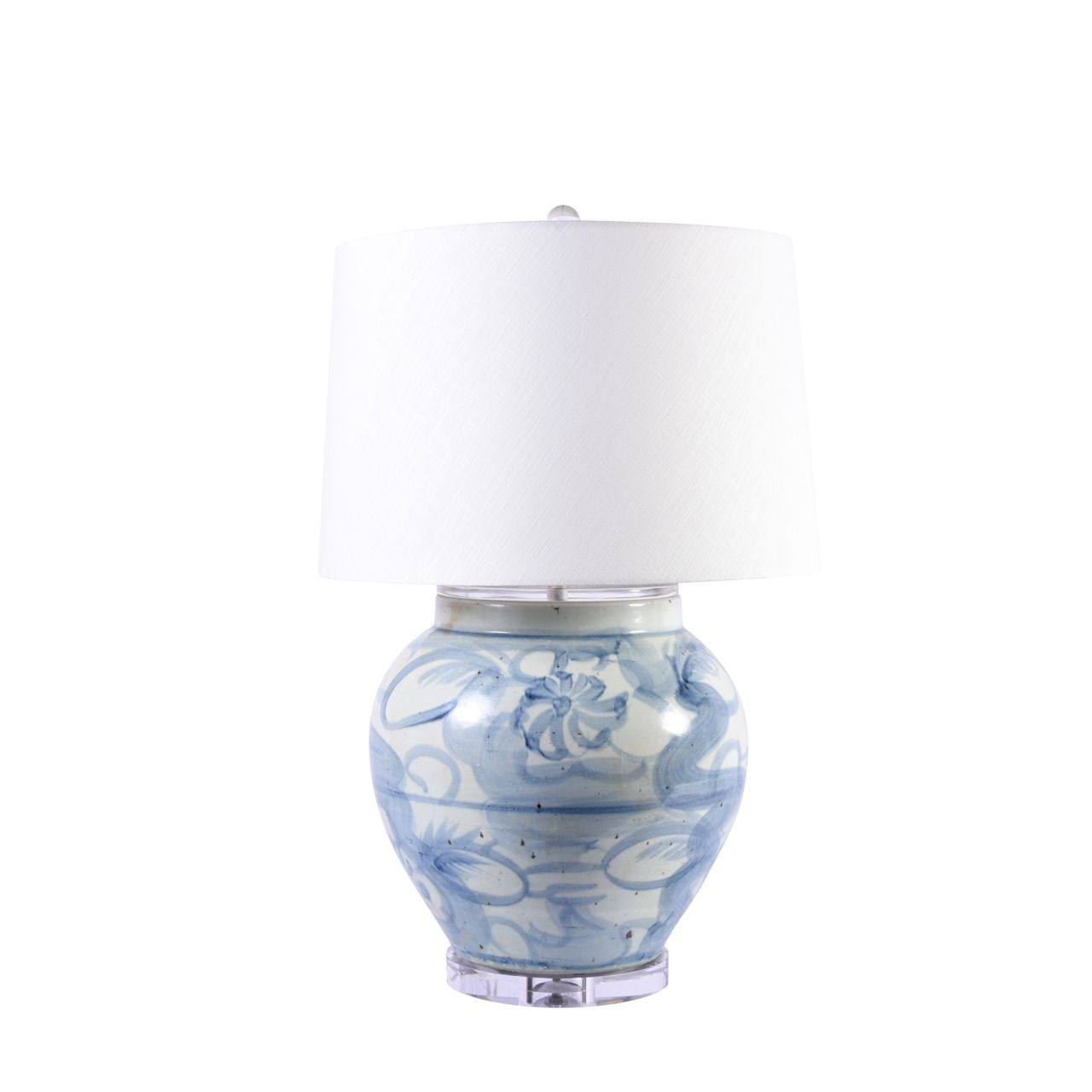 Blue & White Twisted Flower Open Top Jar Lamp