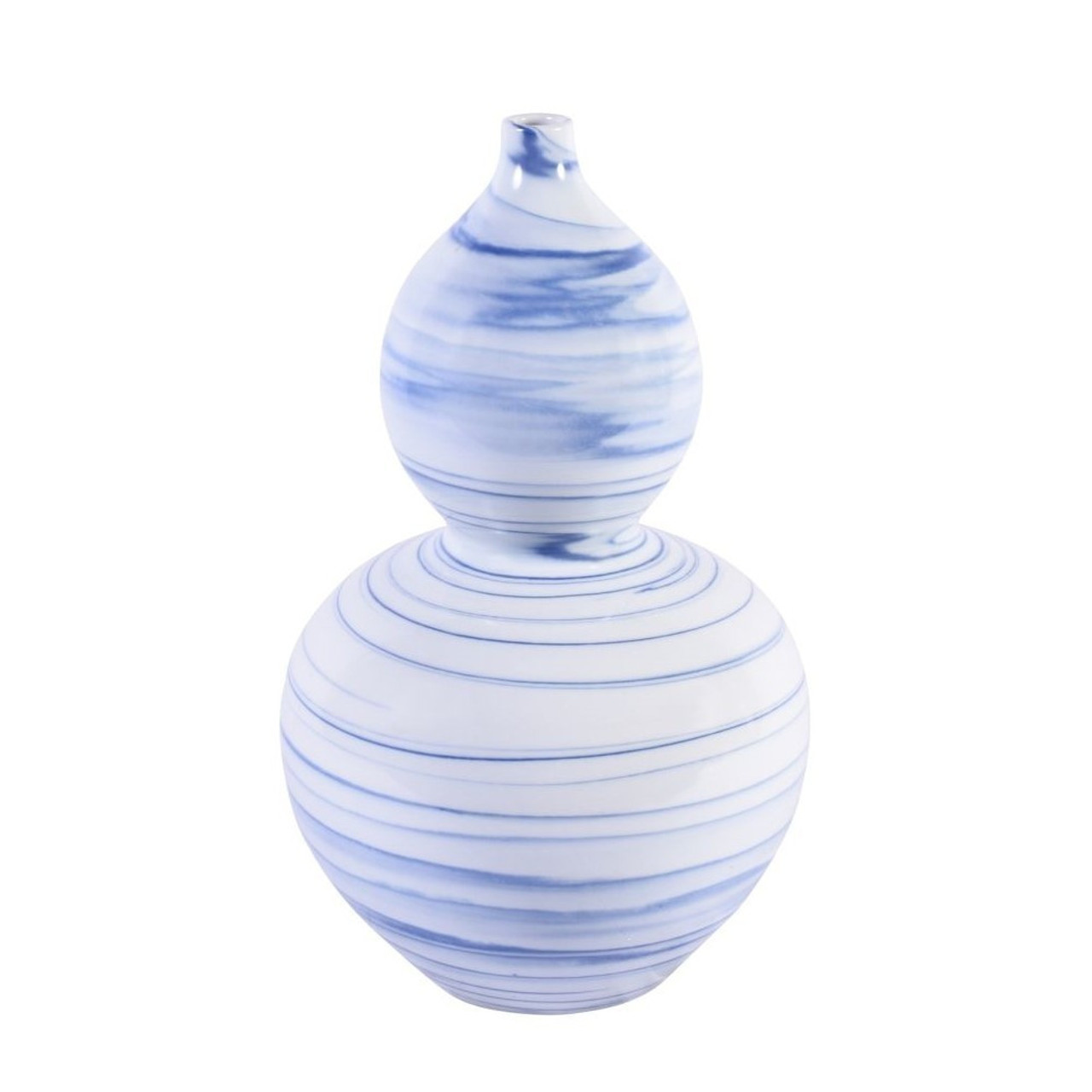 Blue And White Marblized Gourd Porcelain Vase