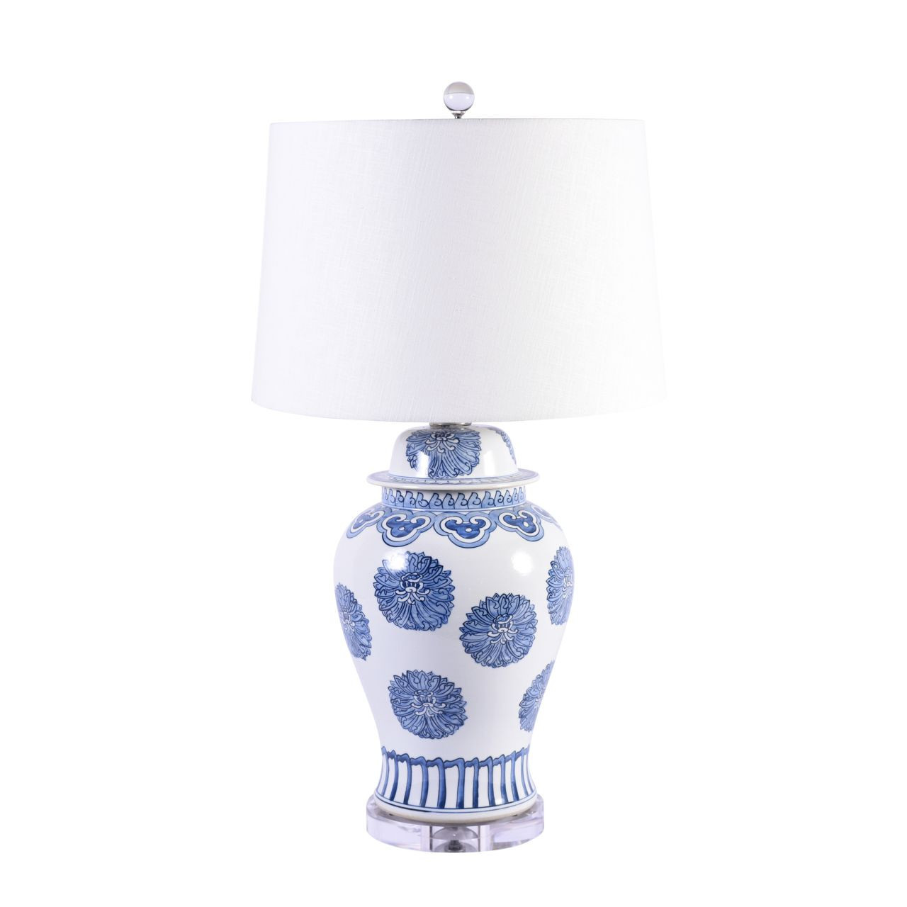 Blue & White Porcelain Multi Flower Lamp