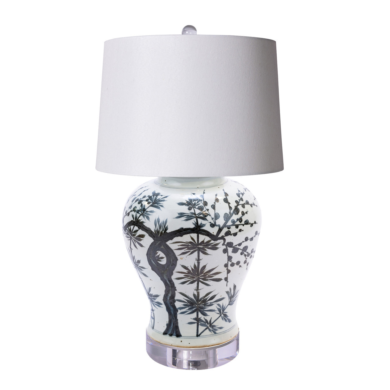 Indigo Twisted Plum Bamboo Jar Lamp