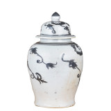 Black Temple Jar Vine Motif