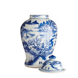 Blue And White  Porcelain Temple Jar Mountain Village Scene