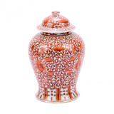 Coral Red Twisted Lotus Temple Jar